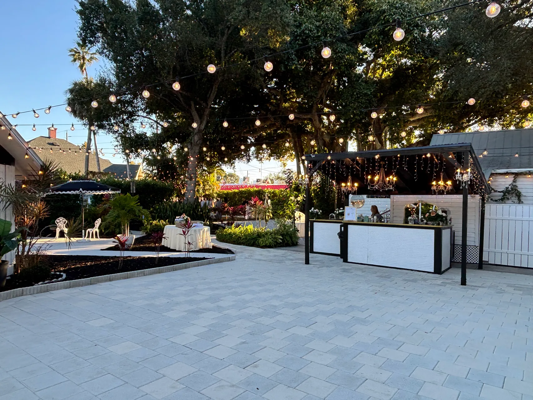 The Tree House venue illuminated at night